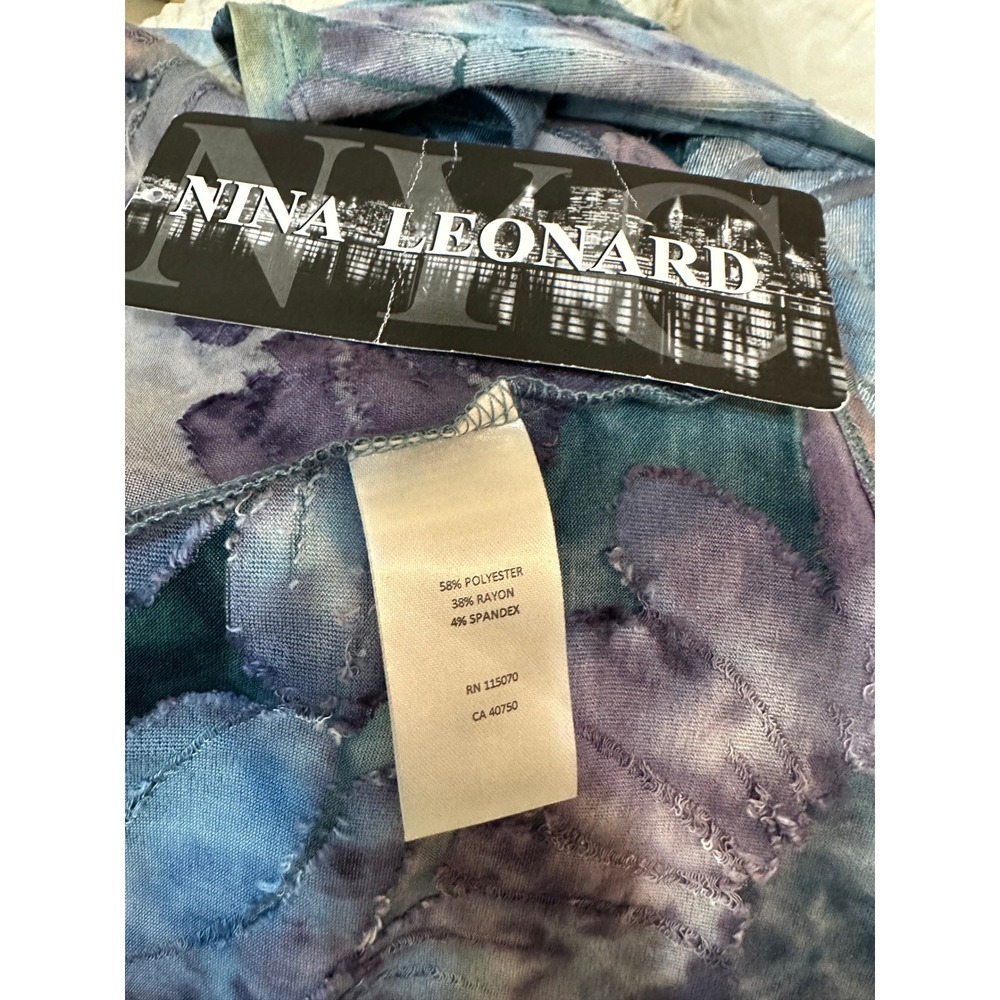 Nina Leonard Floral Burnout Midi Dress 3/4 Sleeve Blue Purple Size M NWT - Picture 8 of 11